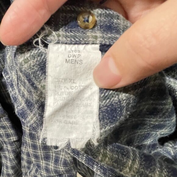 Woolrich John Rich & Bros Men’s Button-Up Flannel Shirt Blue Plaid Size XL - Picture 8 of 9